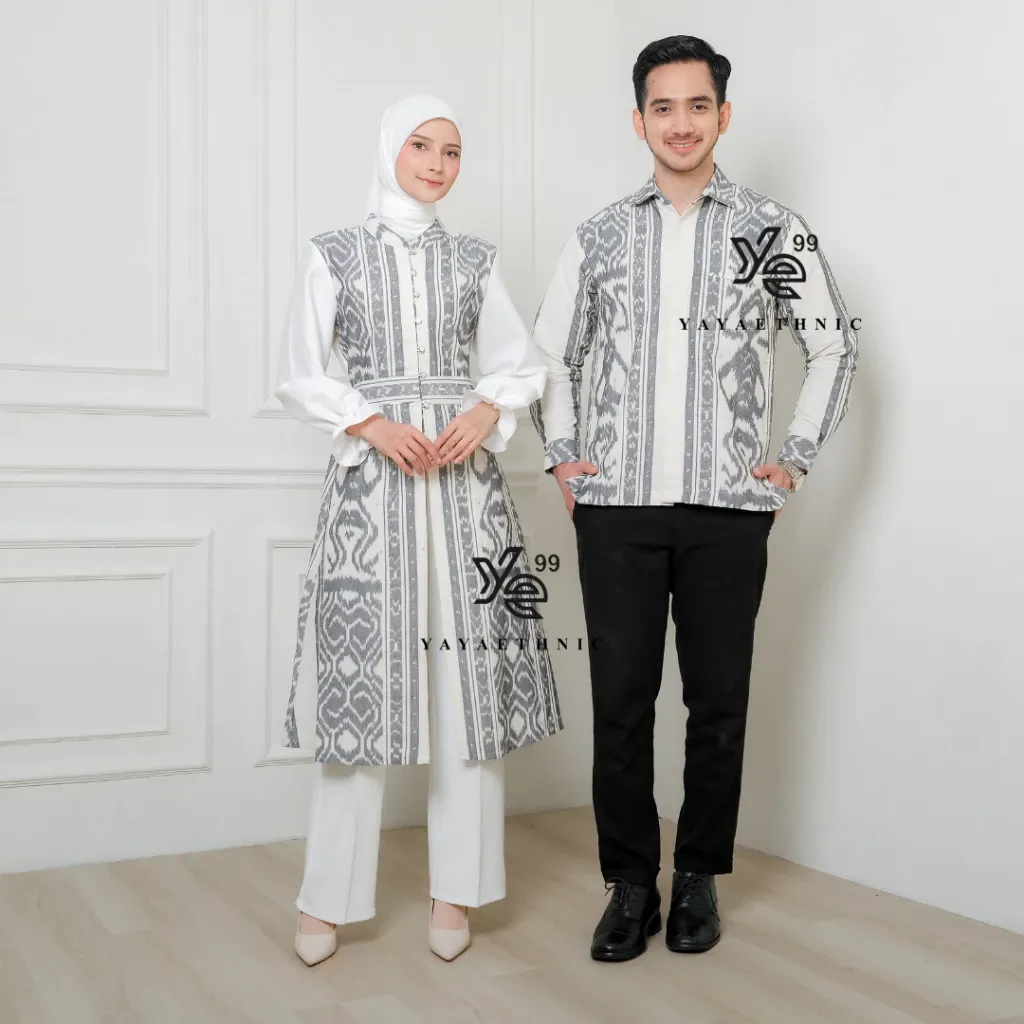 YAYAETHNIC Liora couple etnik modern, liora asmad putih baju pasangan kondangan elegan, busana muslim serasi, couple tunik