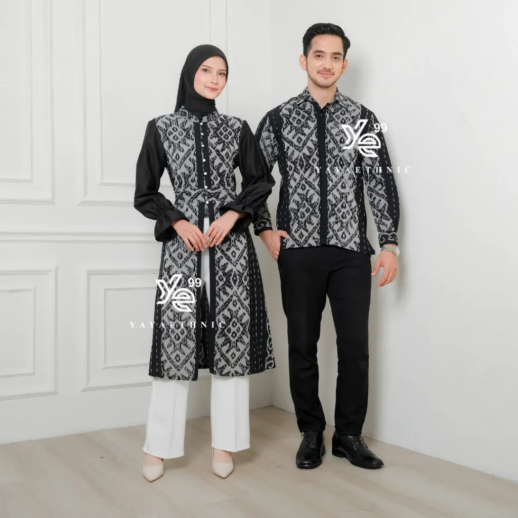 YAYAETHNIC Liora couple etnik modern, liora bintang hitam baju pasangan kondangan elegan, busana muslim serasi, couple tunik