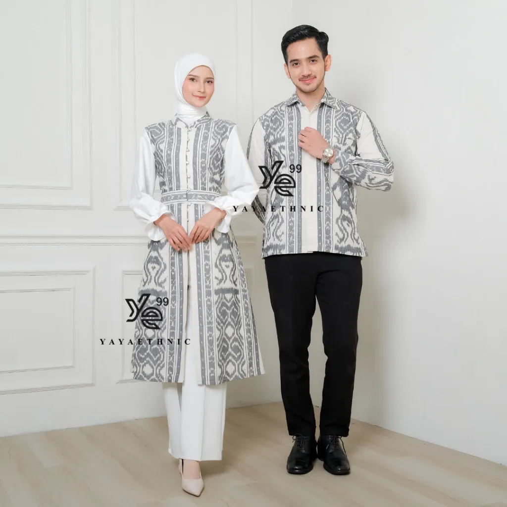 YAYAETHNIC Liora couple etnik modern, liora asmad putih baju pasangan kondangan elegan, busana muslim serasi, couple tunik