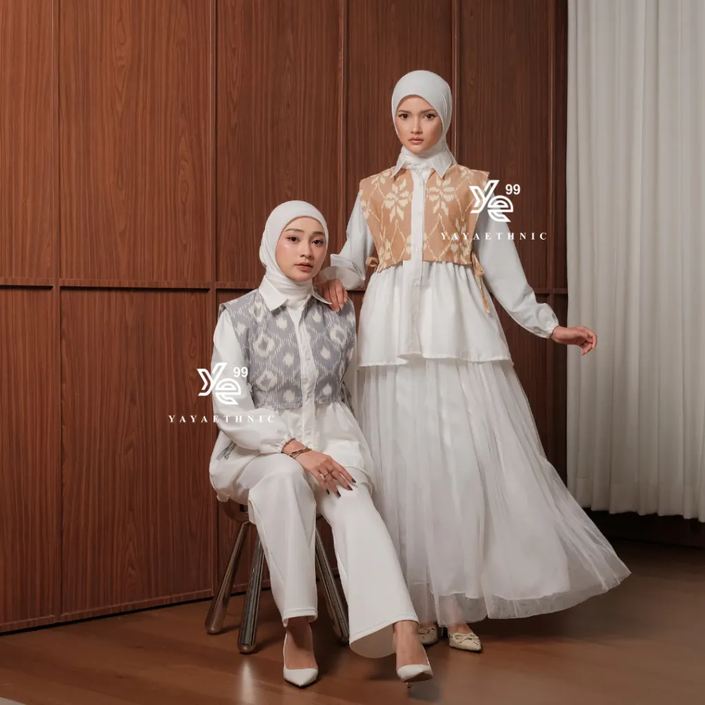 YAYAETHNIC Kaluna blouse, atasan tenun layering kekinian wanita lengan panjang premium