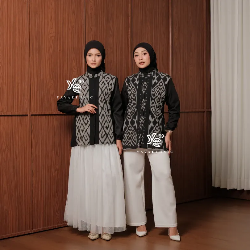YAYAETHNIC Zahra blouse wanita muslim, motif tenun etnik premium