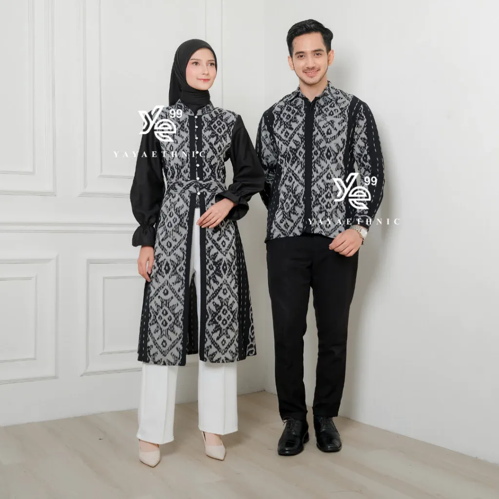 YAYAETHNIC Liora couple etnik modern, liora bintang hitam baju pasangan kondangan elegan, busana muslim serasi, couple tunik