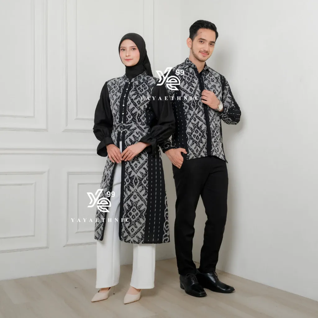 YAYAETHNIC Liora couple etnik modern, liora bintang hitam baju pasangan kondangan elegan, busana muslim serasi, couple tunik