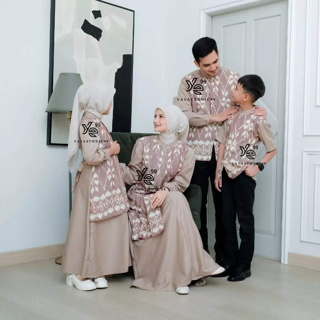 YAYAETHNIC Mecca sarimbit lebaran tenun, set family mecca full brown