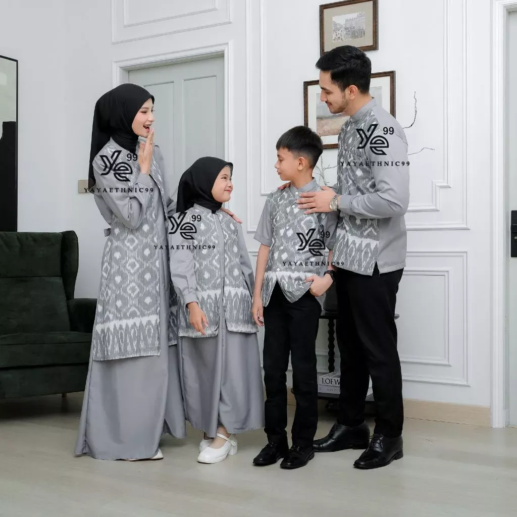 YAYAETHNIC Mecca sarimbit lebaran tenun, set family mecca gray
