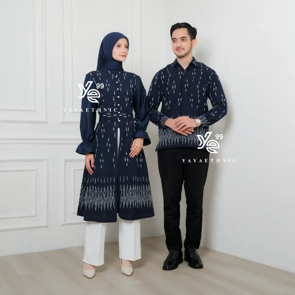 YAYAETHNIC Liora couple etnik modern, liora plus navy baju pasangan kondangan elegan, busana muslim serasi, couple tunik kondangan