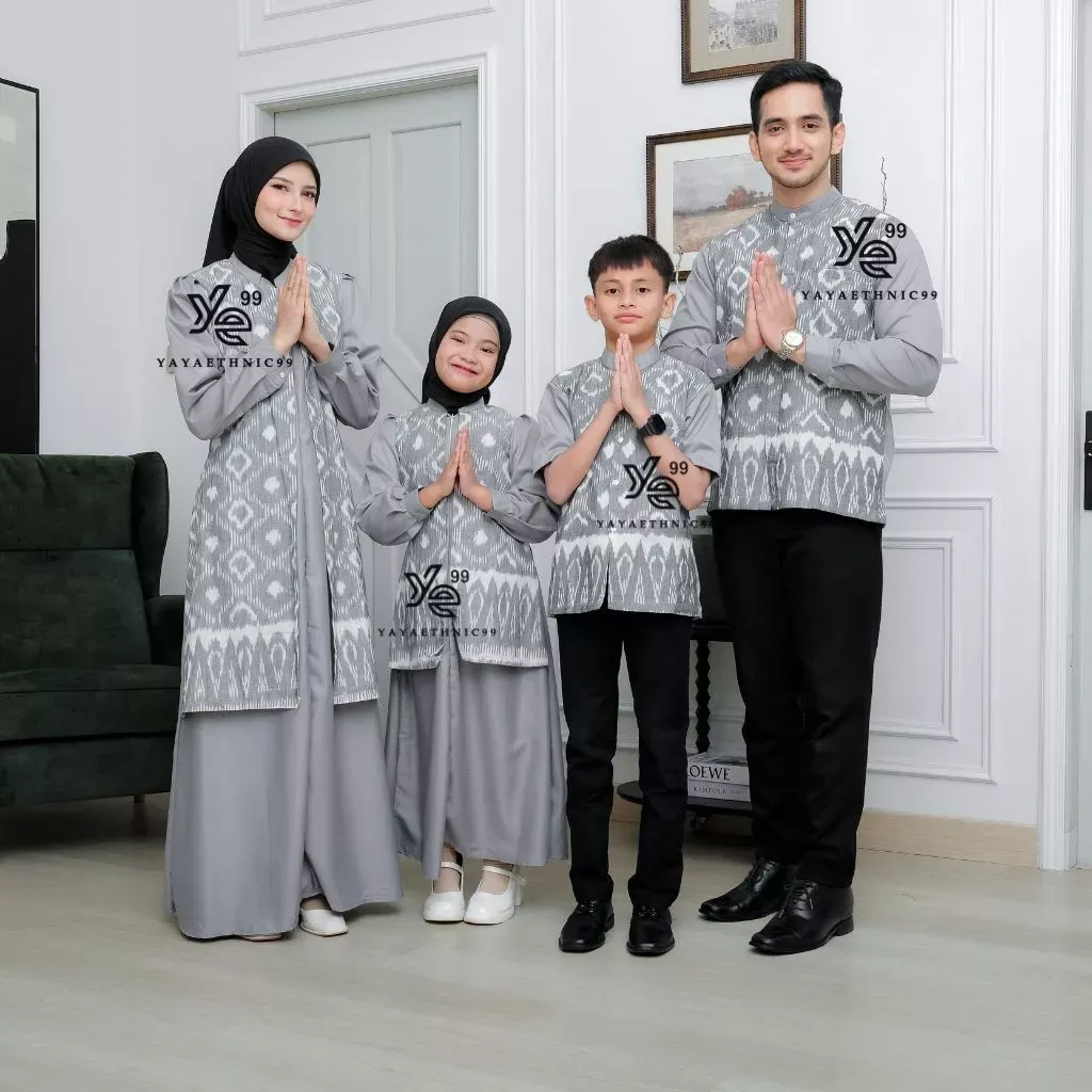 YAYAETHNIC Mecca sarimbit lebaran tenun, set family mecca gray