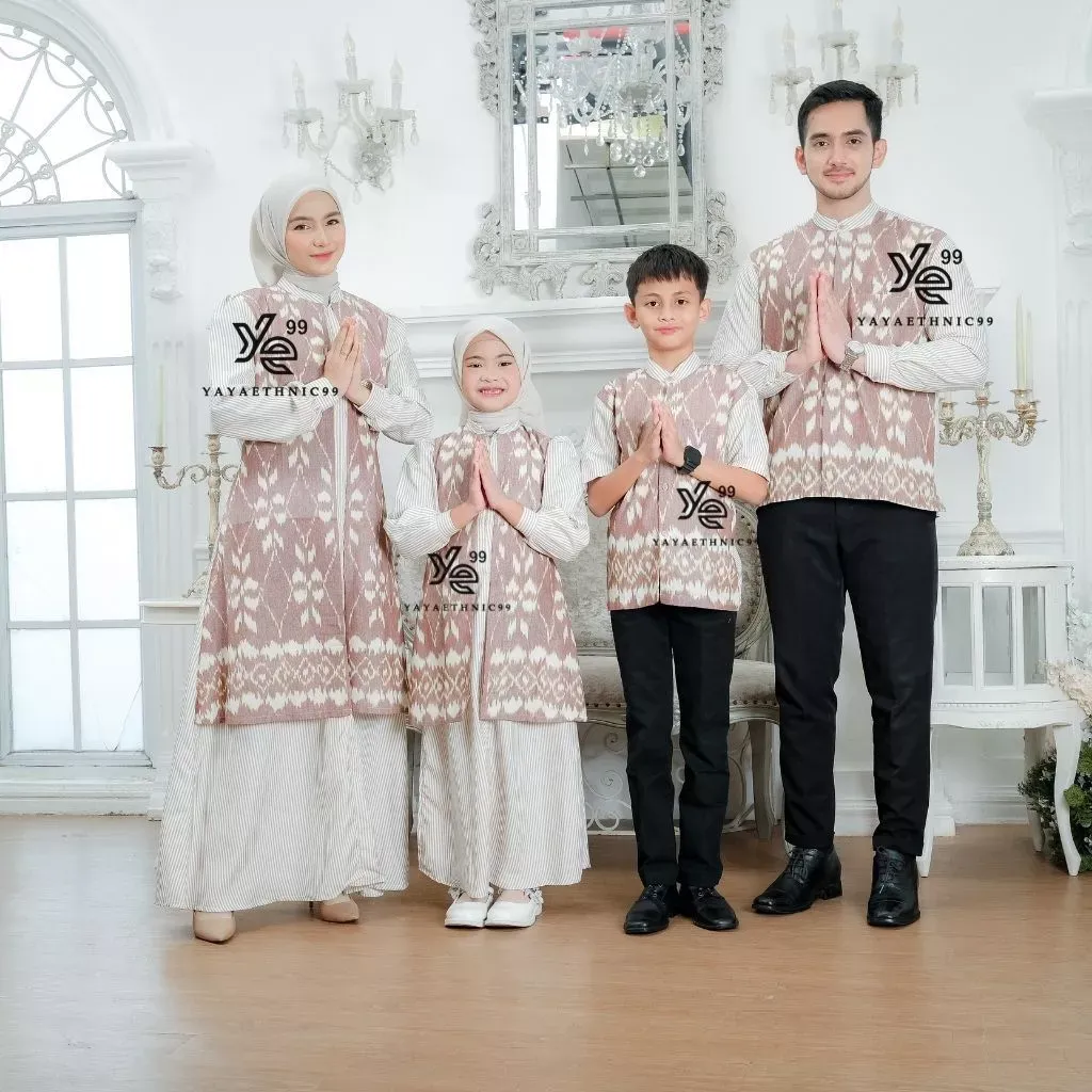 YAYAETHNIC Mecca sarimbit lebaran tenun, set family mecca brown