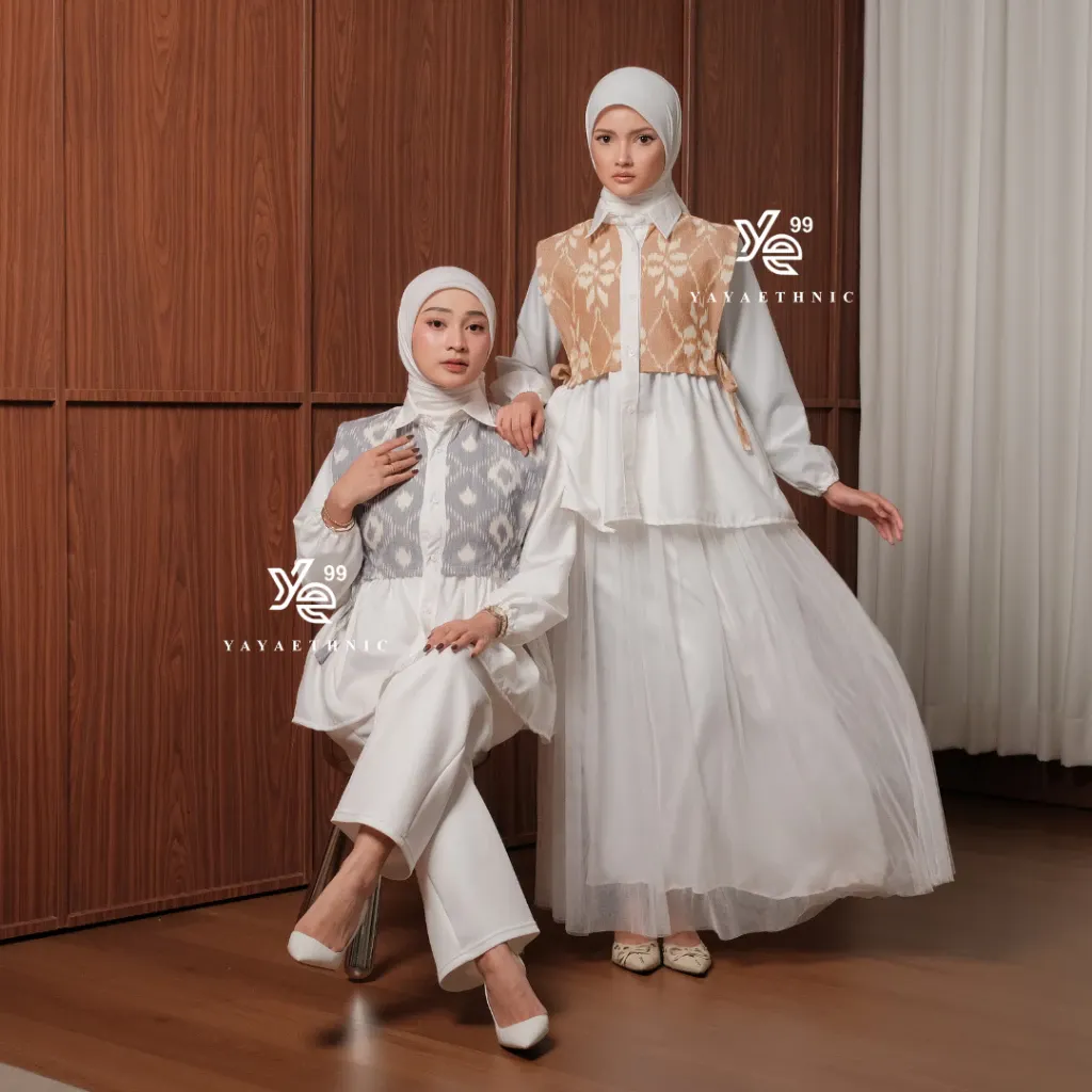 YAYAETHNIC Kaluna blouse, atasan tenun layering kekinian wanita lengan panjang premium