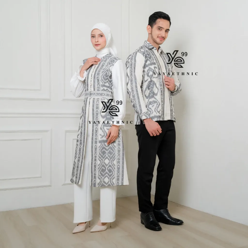 YAYAETHNIC Liora couple etnik modern, liora asmad putih baju pasangan kondangan elegan, busana muslim serasi, couple tunik