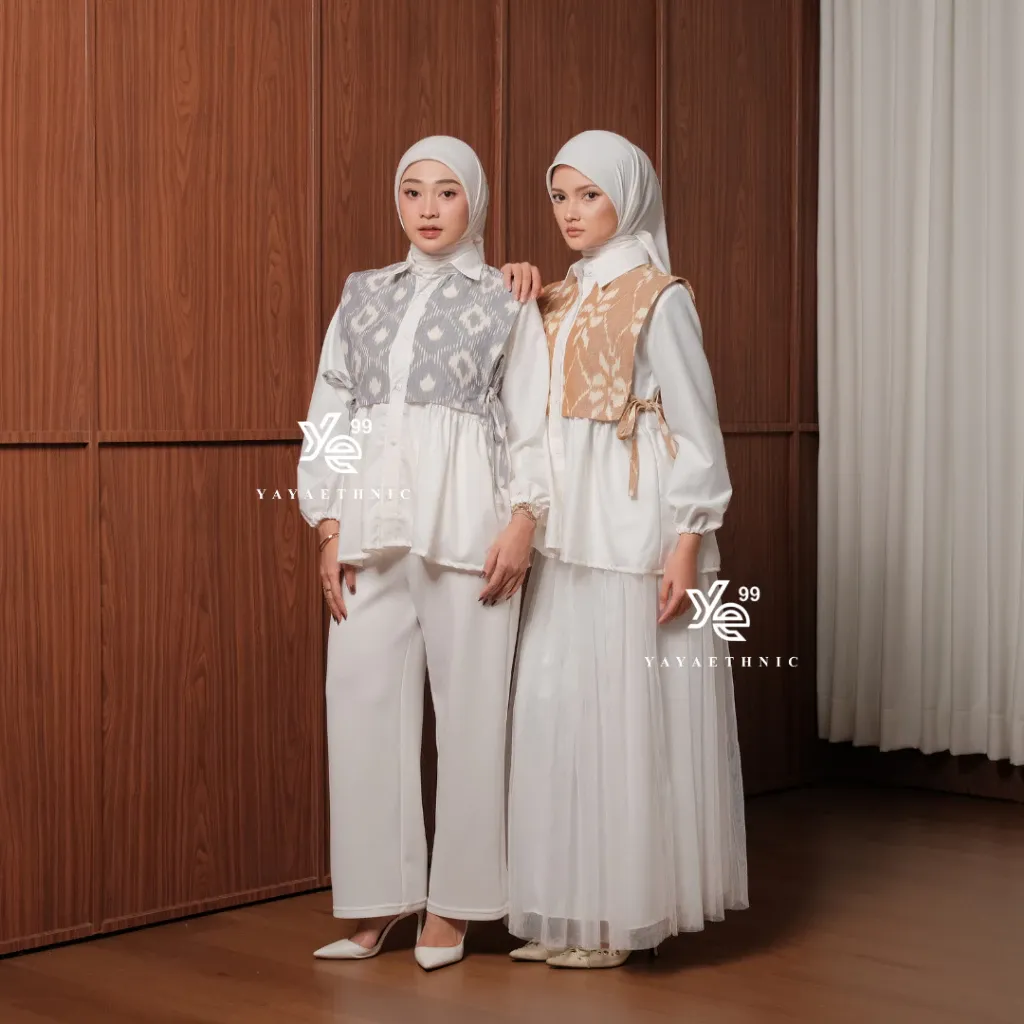 YAYAETHNIC Kaluna blouse, atasan tenun layering kekinian wanita lengan panjang premium