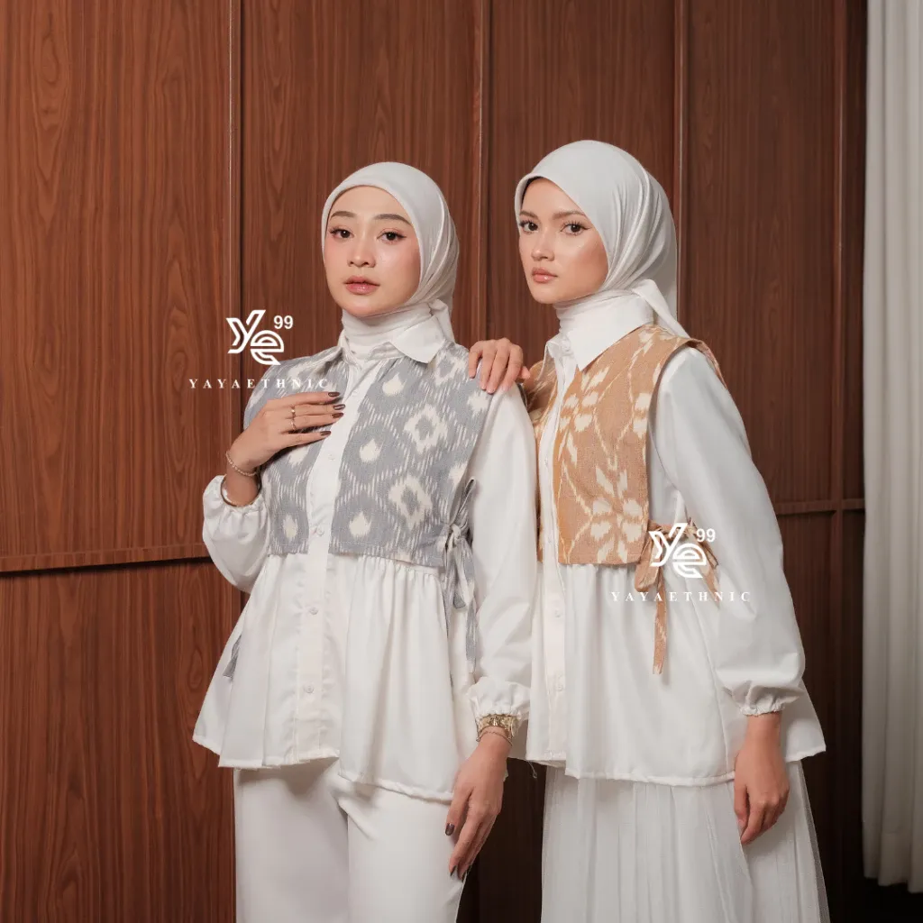 YAYAETHNIC Kaluna blouse, atasan tenun layering kekinian wanita lengan panjang premium