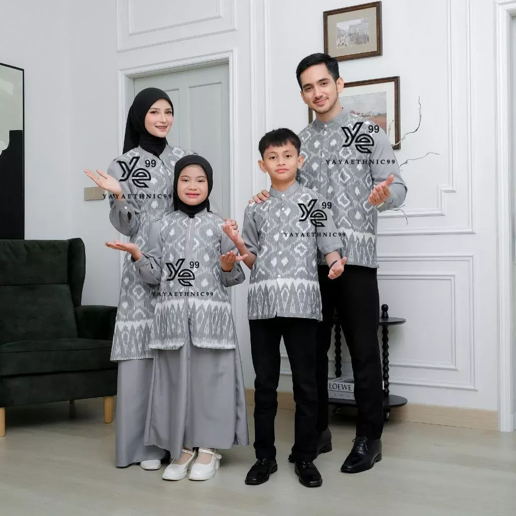 YAYAETHNIC Mecca sarimbit lebaran tenun, set family mecca gray