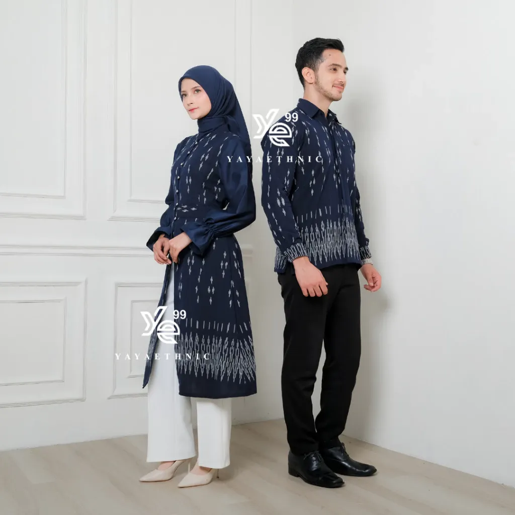 YAYAETHNIC Liora couple etnik modern, liora plus navy baju pasangan kondangan elegan, busana muslim serasi, couple tunik kondangan
