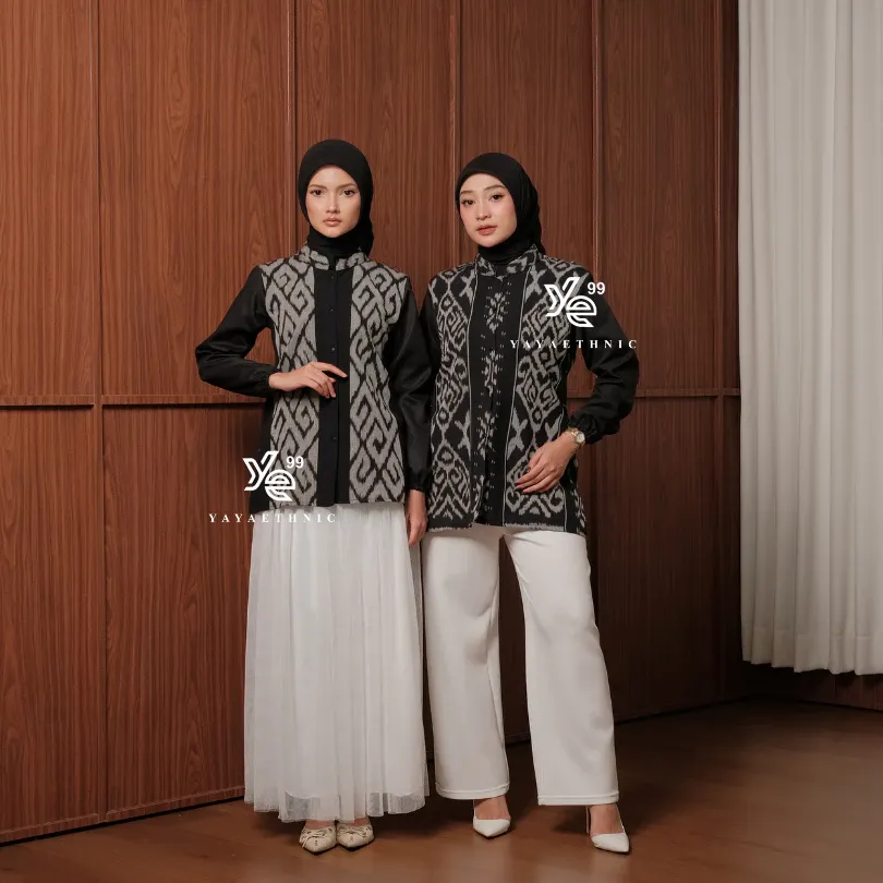 YAYAETHNIC Zahra blouse wanita muslim, motif tenun etnik premium