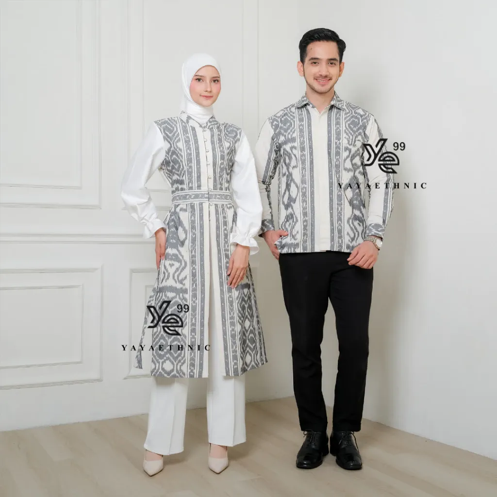 YAYAETHNIC Liora couple etnik modern, liora asmad putih baju pasangan kondangan elegan, busana muslim serasi, couple tunik