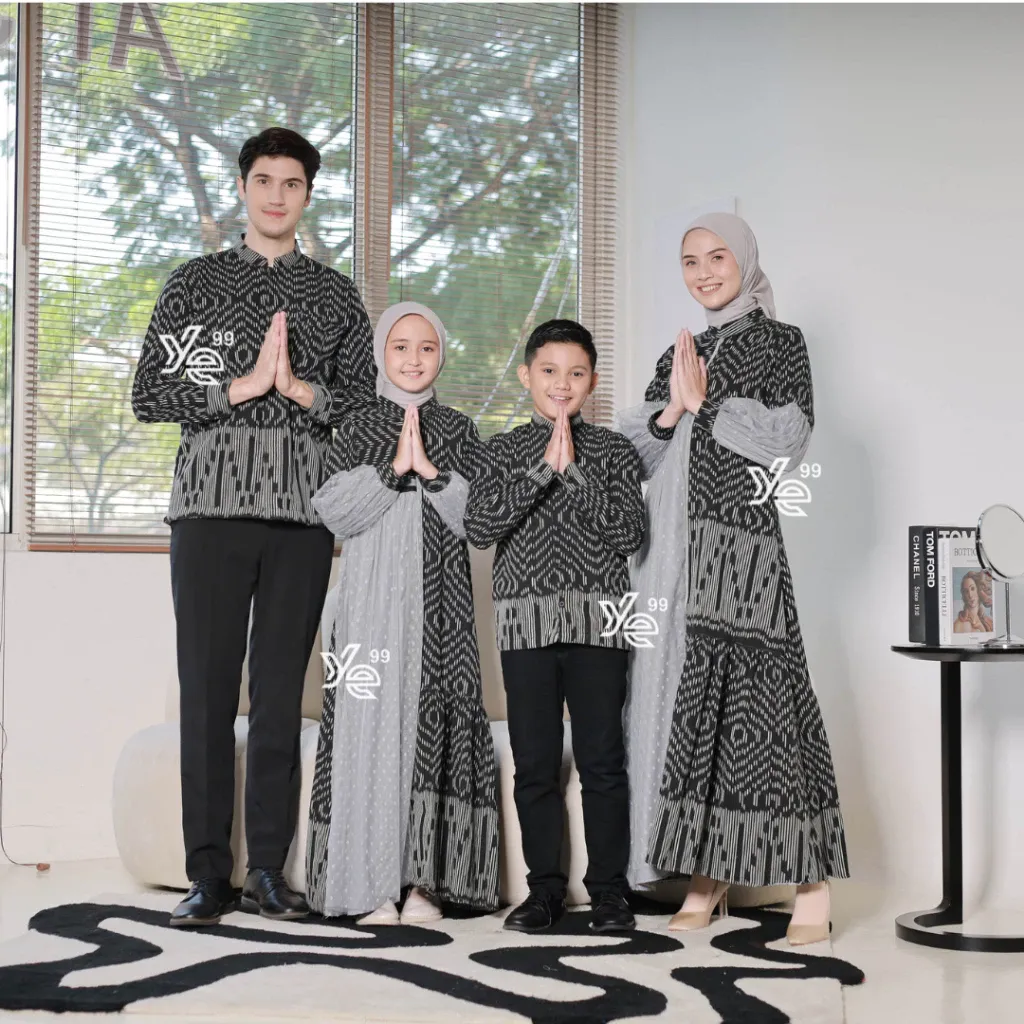 YAYAETHNIC Raya family, set couple keluarga, baju lebaran, couple prewed, raya dress rang rang black, kemeja ethnic tenun troso