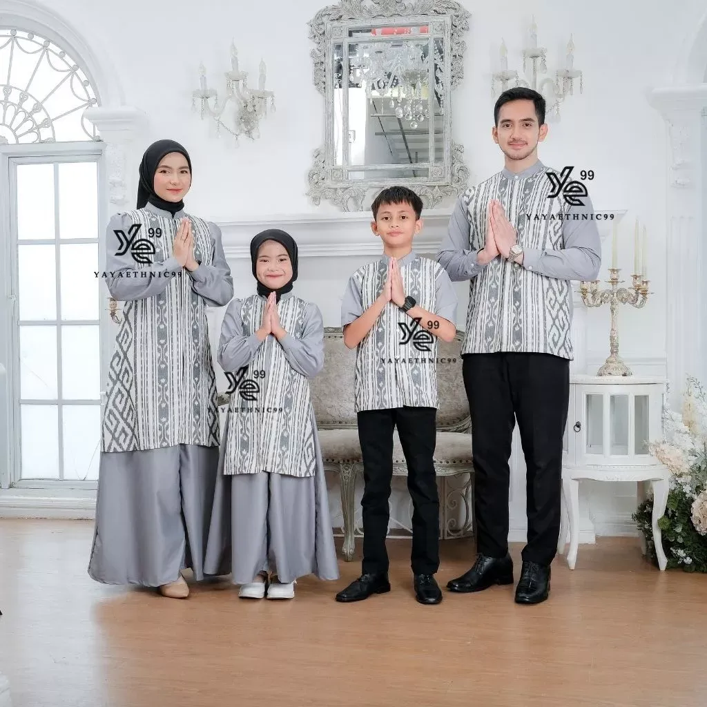 YAYAETHNIC Mecca sarimbit lebaran tenun, set family mecca grey