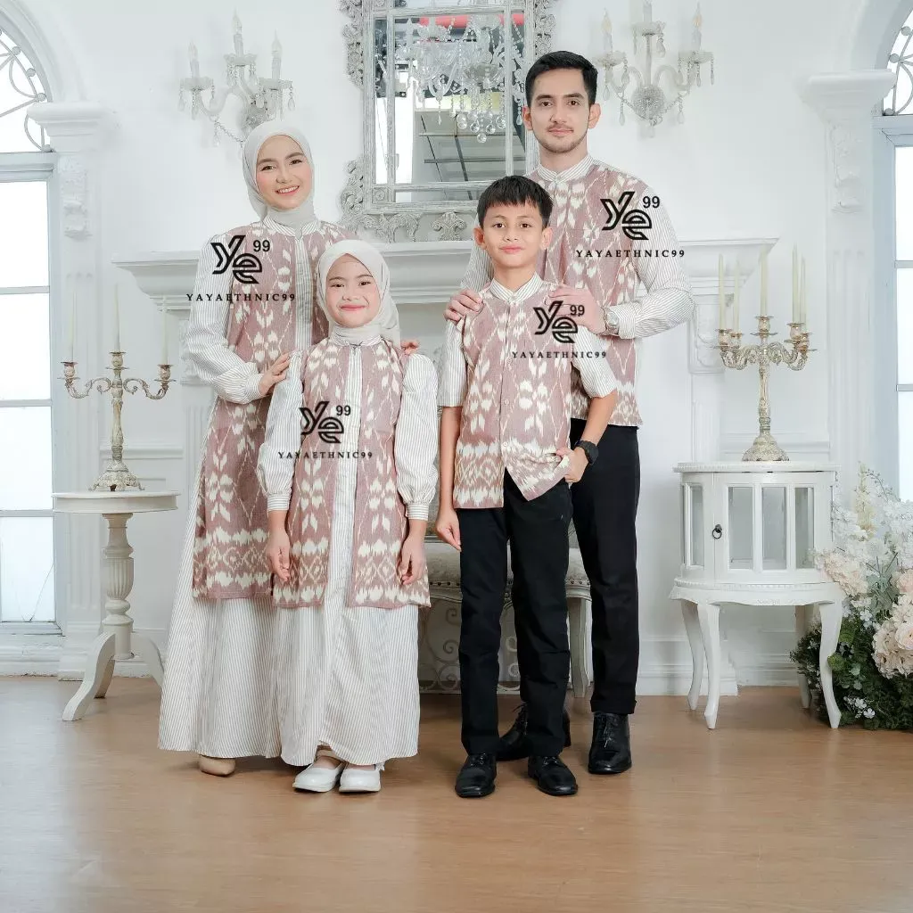 YAYAETHNIC Mecca sarimbit lebaran tenun, set family mecca brown