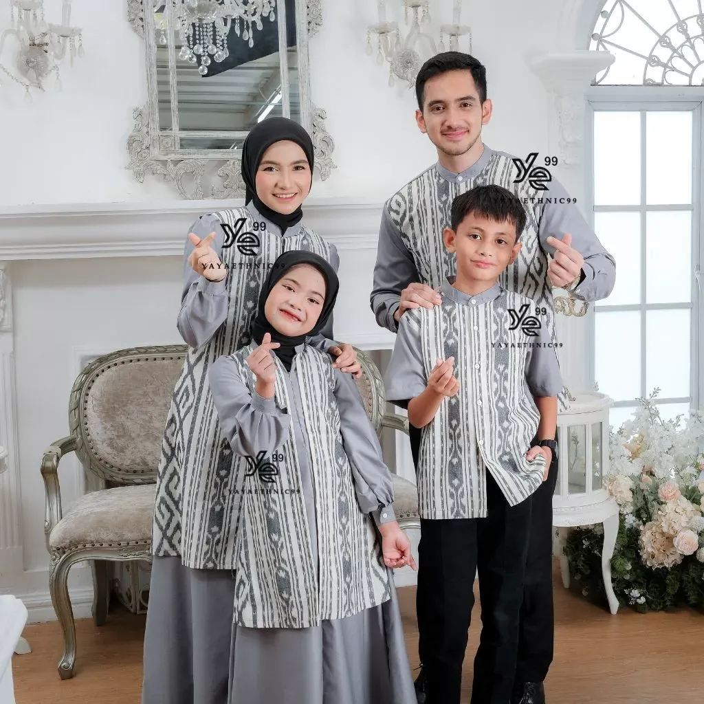 YAYAETHNIC Mecca sarimbit lebaran tenun, set family mecca grey