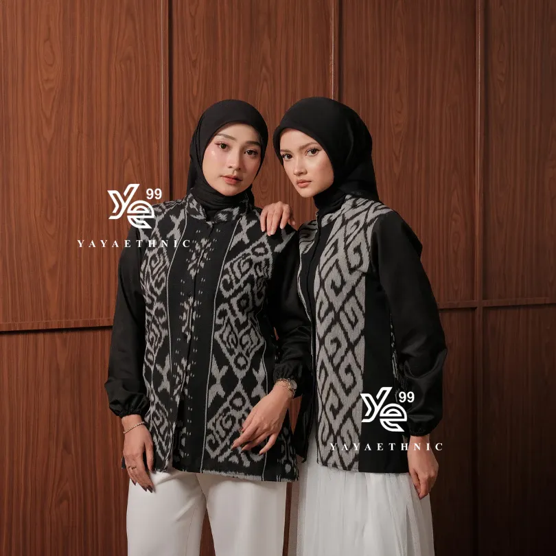 YAYAETHNIC Zahra blouse wanita muslim, motif tenun etnik premium
