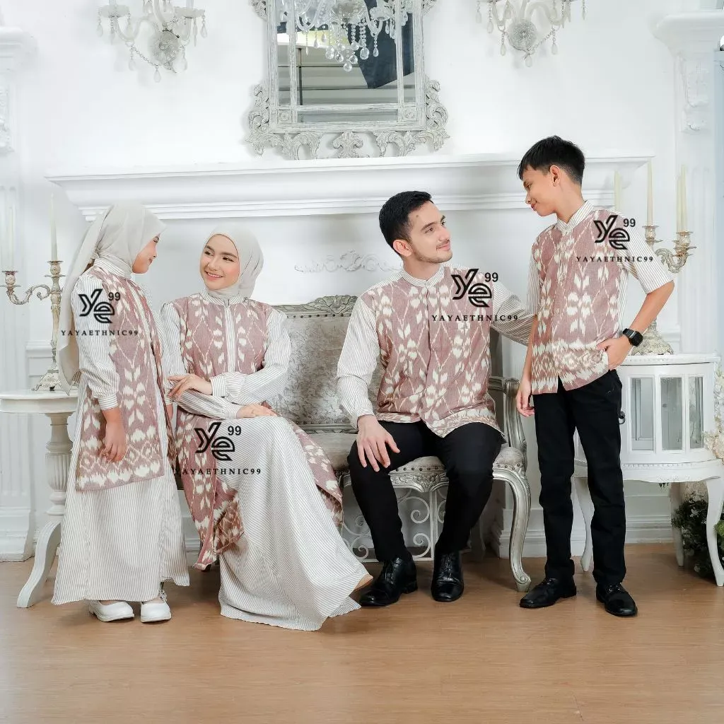 YAYAETHNIC Mecca sarimbit lebaran tenun, set family mecca brown