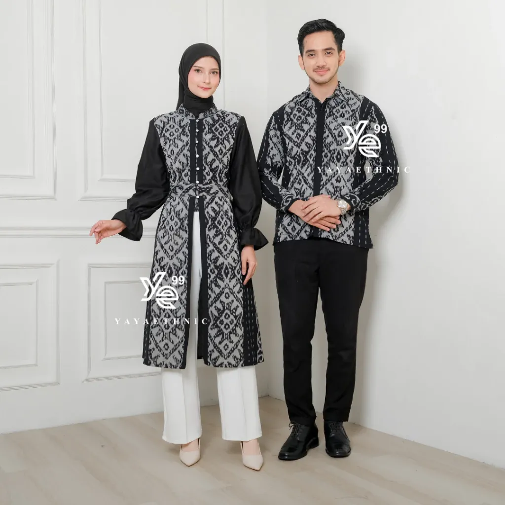 YAYAETHNIC Liora couple etnik modern, liora bintang hitam baju pasangan kondangan elegan, busana muslim serasi, couple tunik