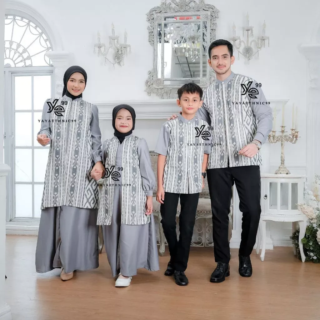 YAYAETHNIC Mecca sarimbit lebaran tenun, set family mecca grey